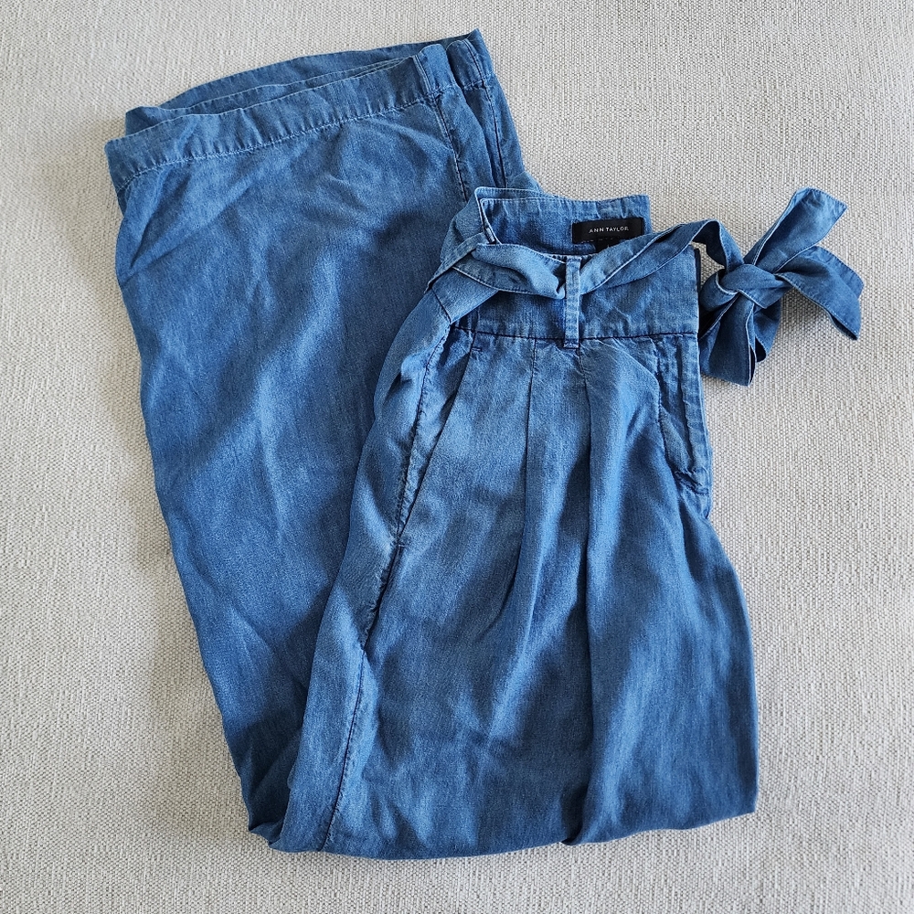 Blue Tie-Waist Pants